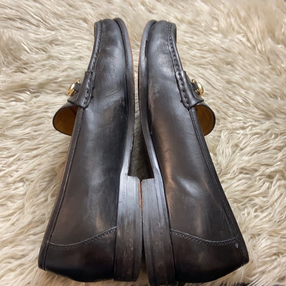 Cole Haan Black Leather Loafers with Gold Accents - Picture 5 of 8